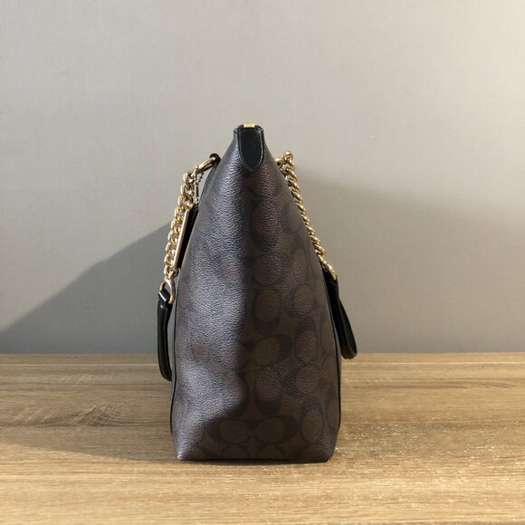 Coach Ava Chain in Signature Brown Black Shoulder Tote Bag MSRP $395 - Picture 4 of 15